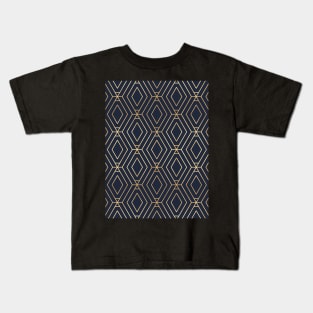 Navy & Gold Diamond Geometric Kids T-Shirt